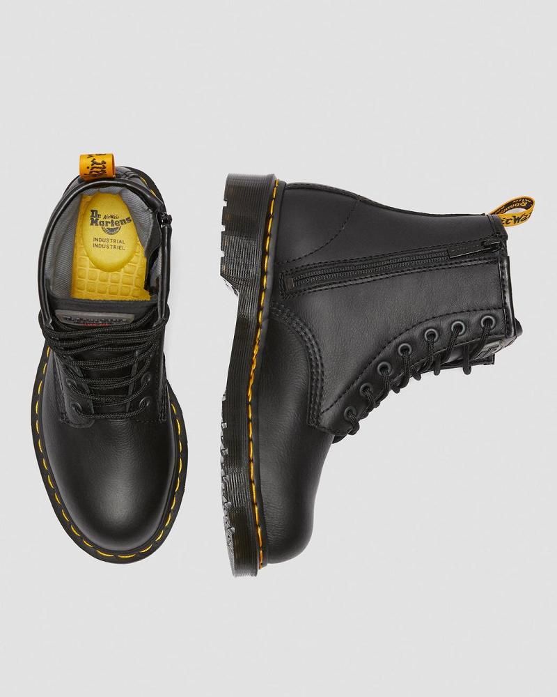 Dr Martens Maple Zip Newark Steel Tå Arbejdsstøvler Dame Sort | DK 400EBC